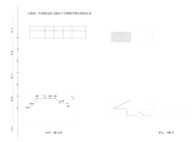 人教版二年级精选复习测试下学期数学期末模拟试卷.docx_第1页