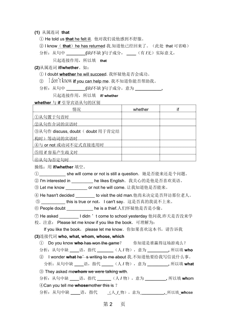 人教版Book3Unit3语法宾语从句和表语从句学案.docx_第2页