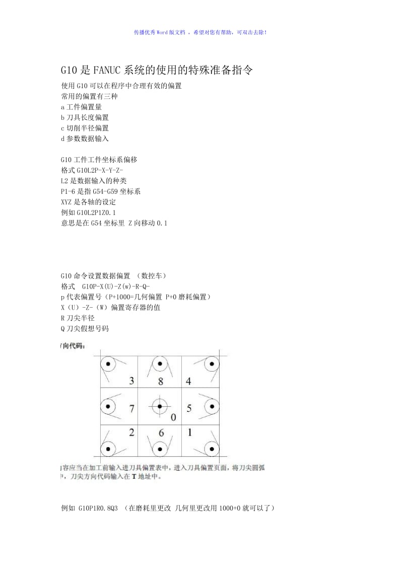 G10是FANUC系统的使用的特殊准备指令Word版.doc_第1页