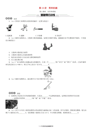 2019年中考物理总复习 第13讲 简单机械 第1课时 杠杆和滑轮习题.doc