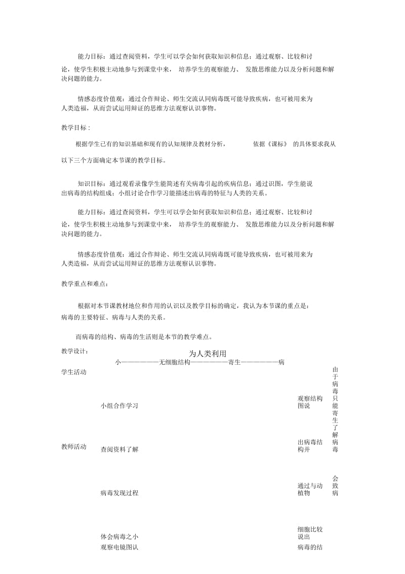 人教版初中生物课标版八年级上册第五单元第五章病毒说课稿.docx_第2页