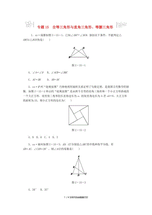 2019年中考数学专题复习小练习 专题15 全等三角形与直角三角形、等腰三角形.doc