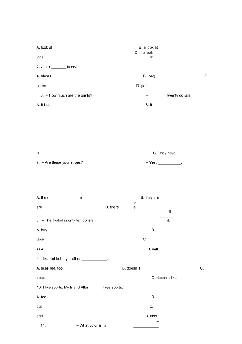 六年级英语上册Unit10《Howmucharethese》同步练习3鲁教版.docx_第2页