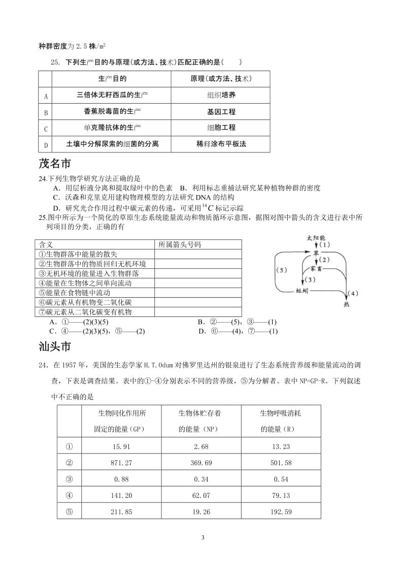 2013年广东各地一模生物试题汇总2——双项选部分.doc_第3页