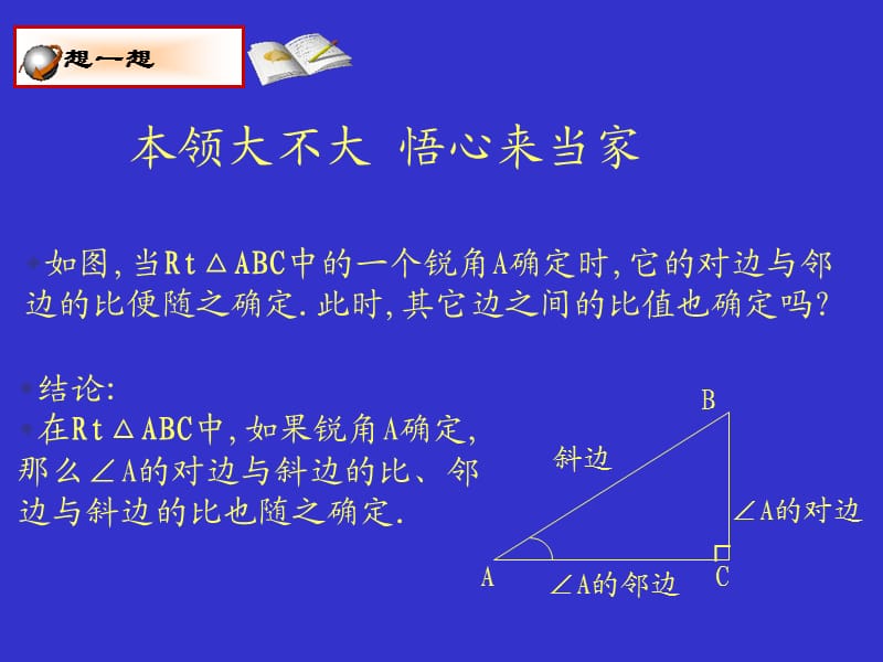 从梯子的倾斜程度谈起（二）锐角三角函数——正弦与余弦.ppt_第3页