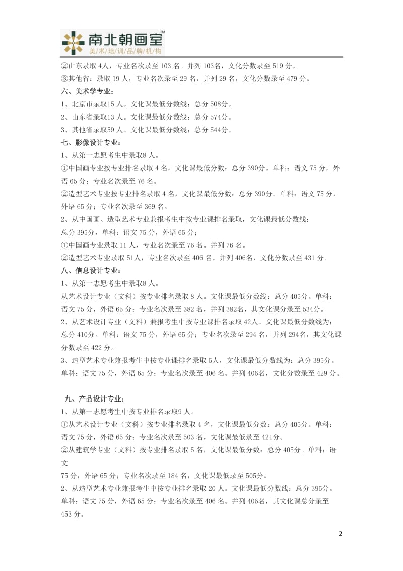 中央美术学院历年录取分数线(2011-2014年).doc_第2页