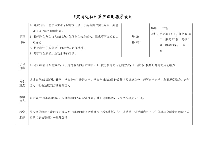 校园定向运动教学设计.doc_第1页