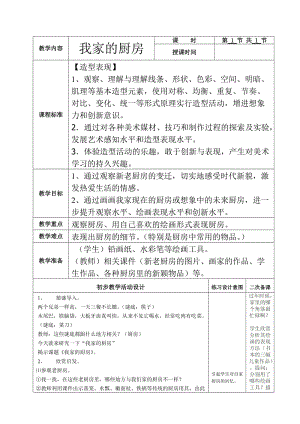 美术六册电子教案二次备课 - 我家的厨房.doc