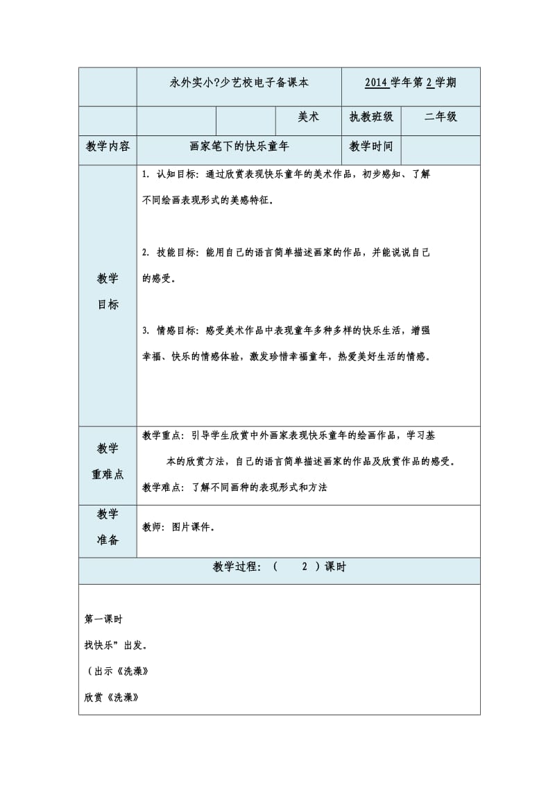 画家笔下的快乐童年2课时、反思.docx_第1页