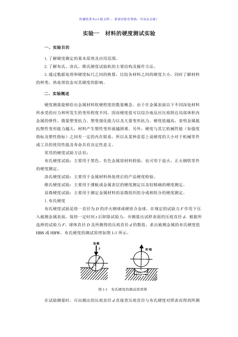 实验一材料的硬度测试实验Word版.doc_第1页