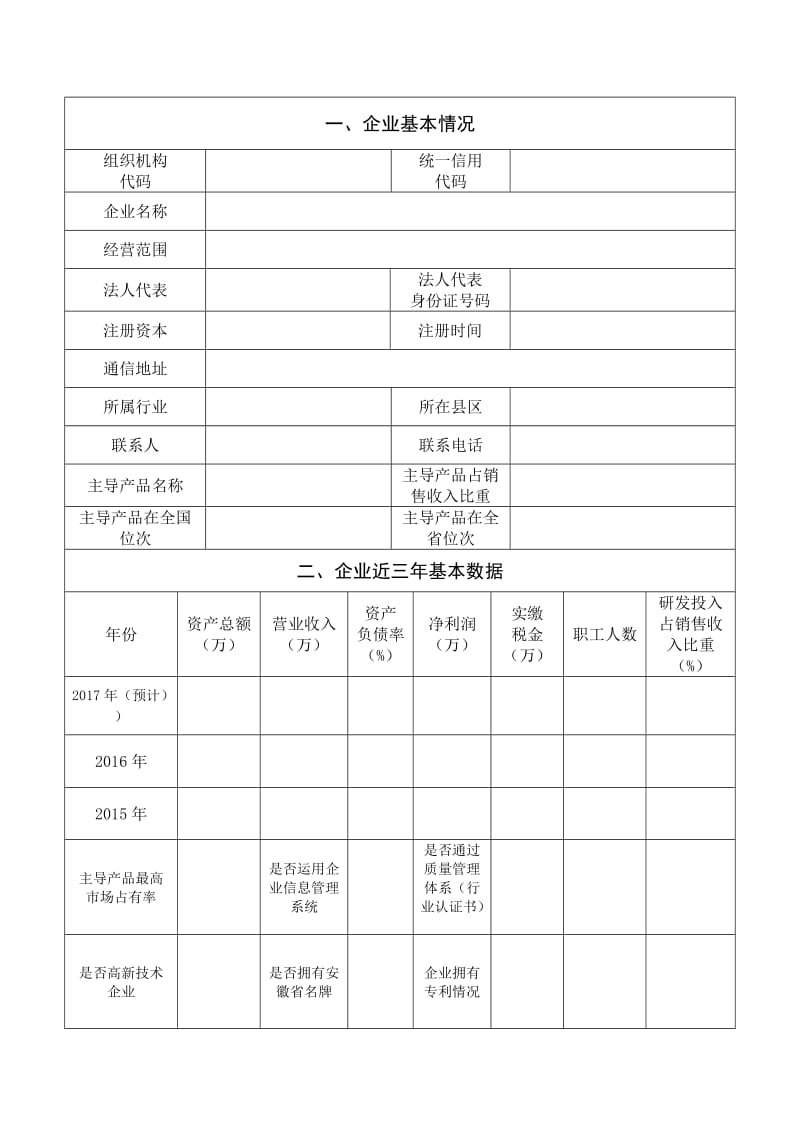 六安专精特新中小企业认定申请表.DOC_第2页