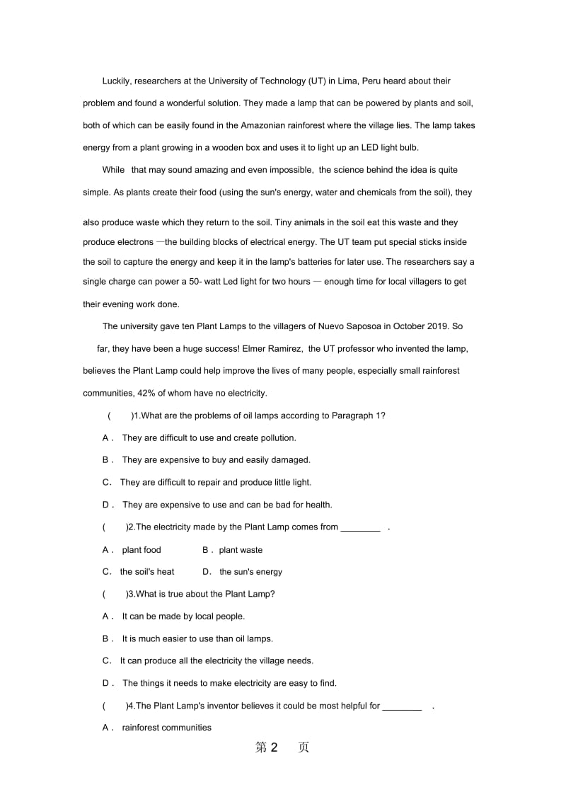 外研版九年级英语上册Module6ProblemsUnit2练习题.docx_第2页