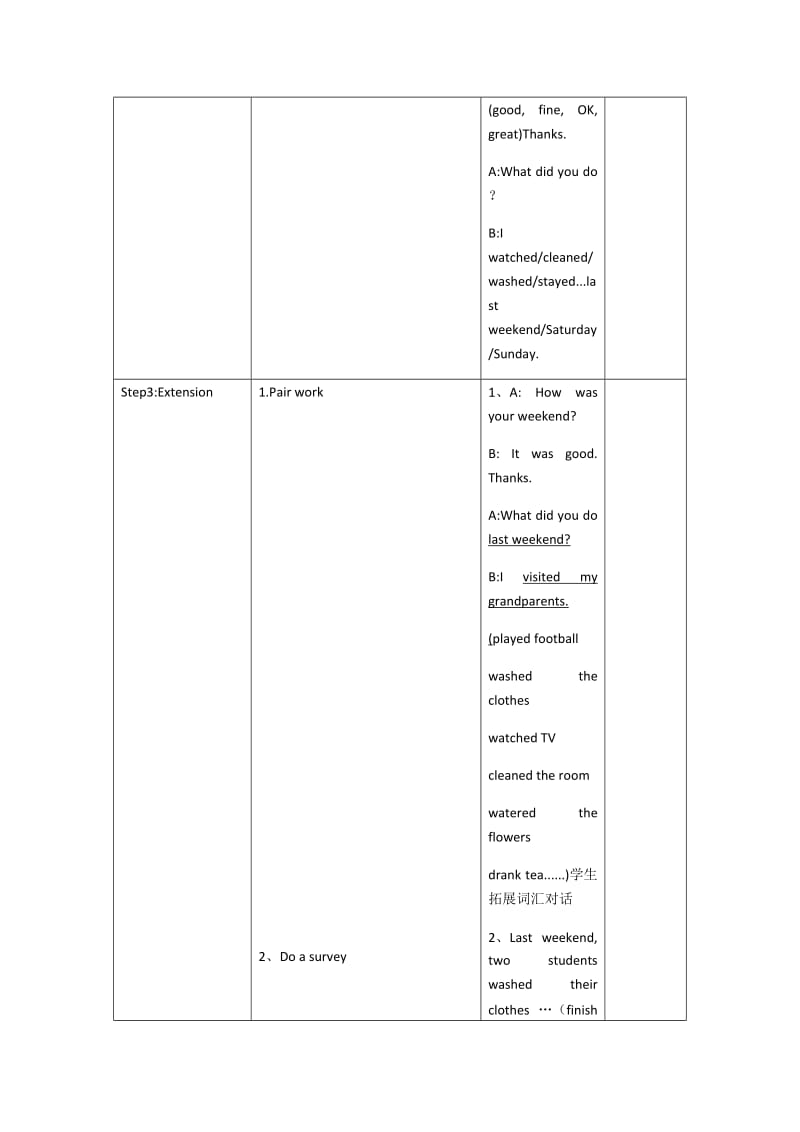 六年级下Unit2 Last Weekend Part ALet’s learn教学设计.docx_第3页