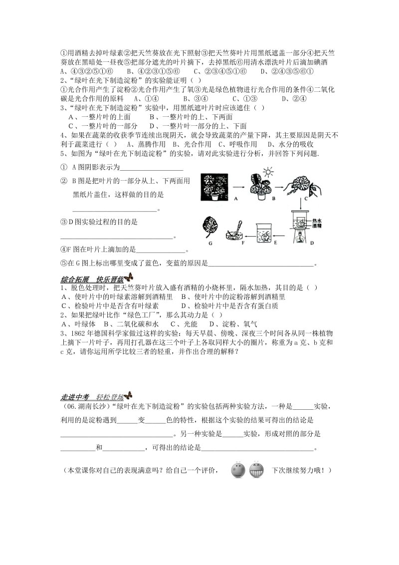 [精选类]七年级生物上册 2.1.3 绿色植物的光合作用导学案1（无答案） 济南版.doc_第2页