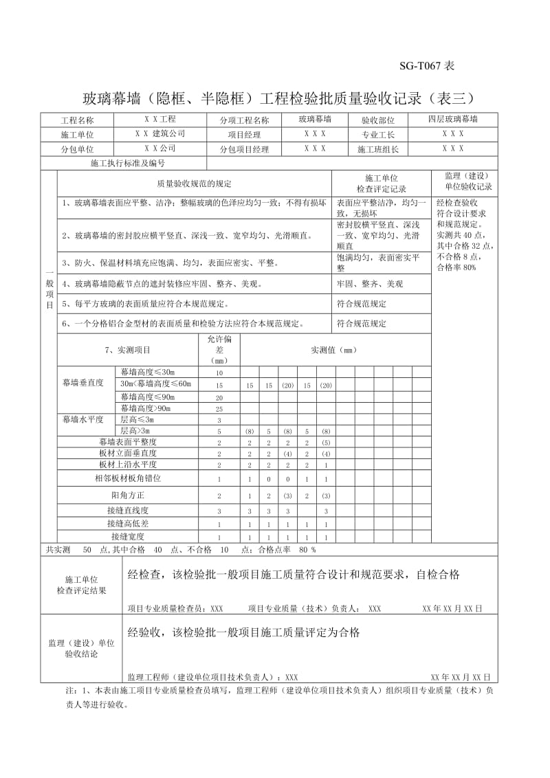 玻璃幕墙工程检验批质量验收记录表.doc_第3页