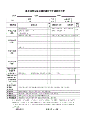 华东师范大学硕博连读研究生培养计划表.doc