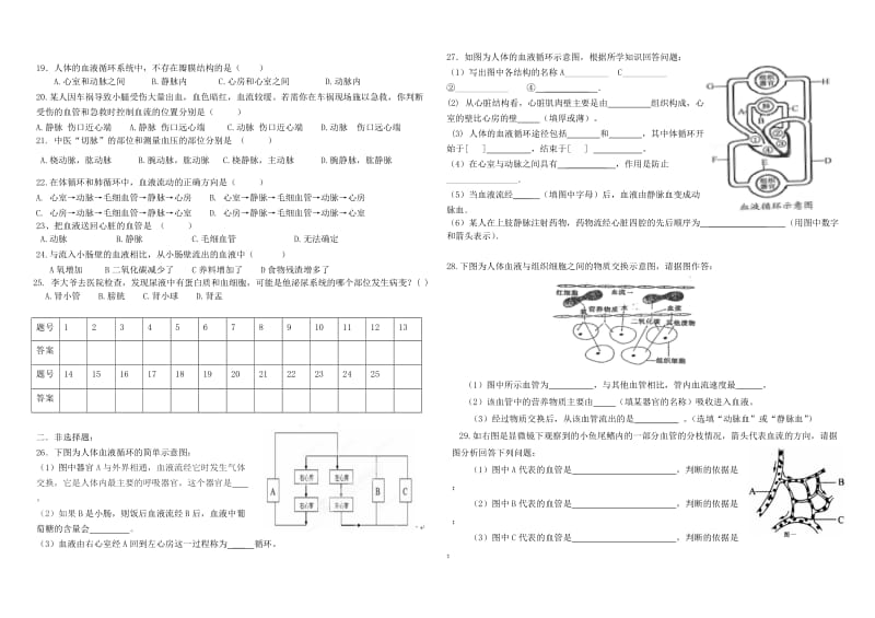 [精选类]202x学年七年级生物下册 第三四章测试题（无答案）（新版）济南版.doc_第2页