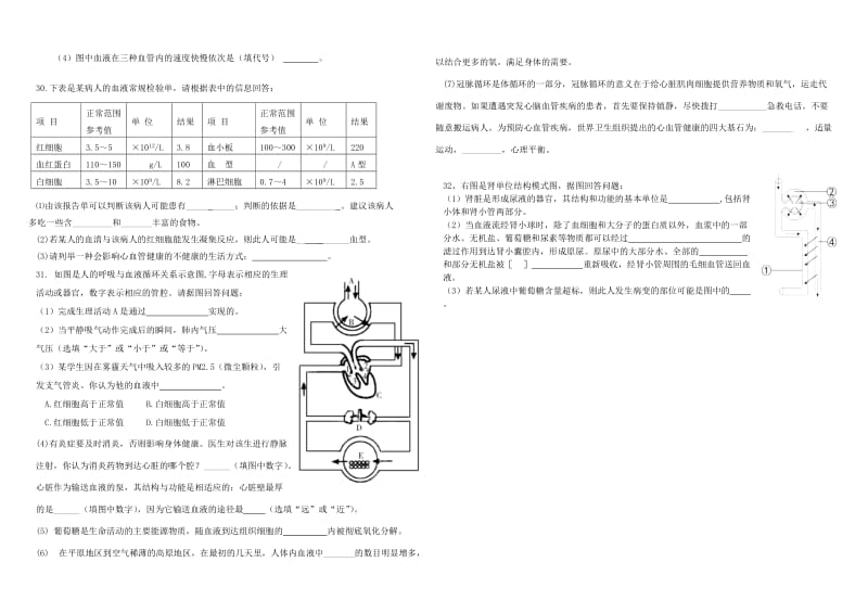 [精选类]202x学年七年级生物下册 第三四章测试题（无答案）（新版）济南版.doc_第3页