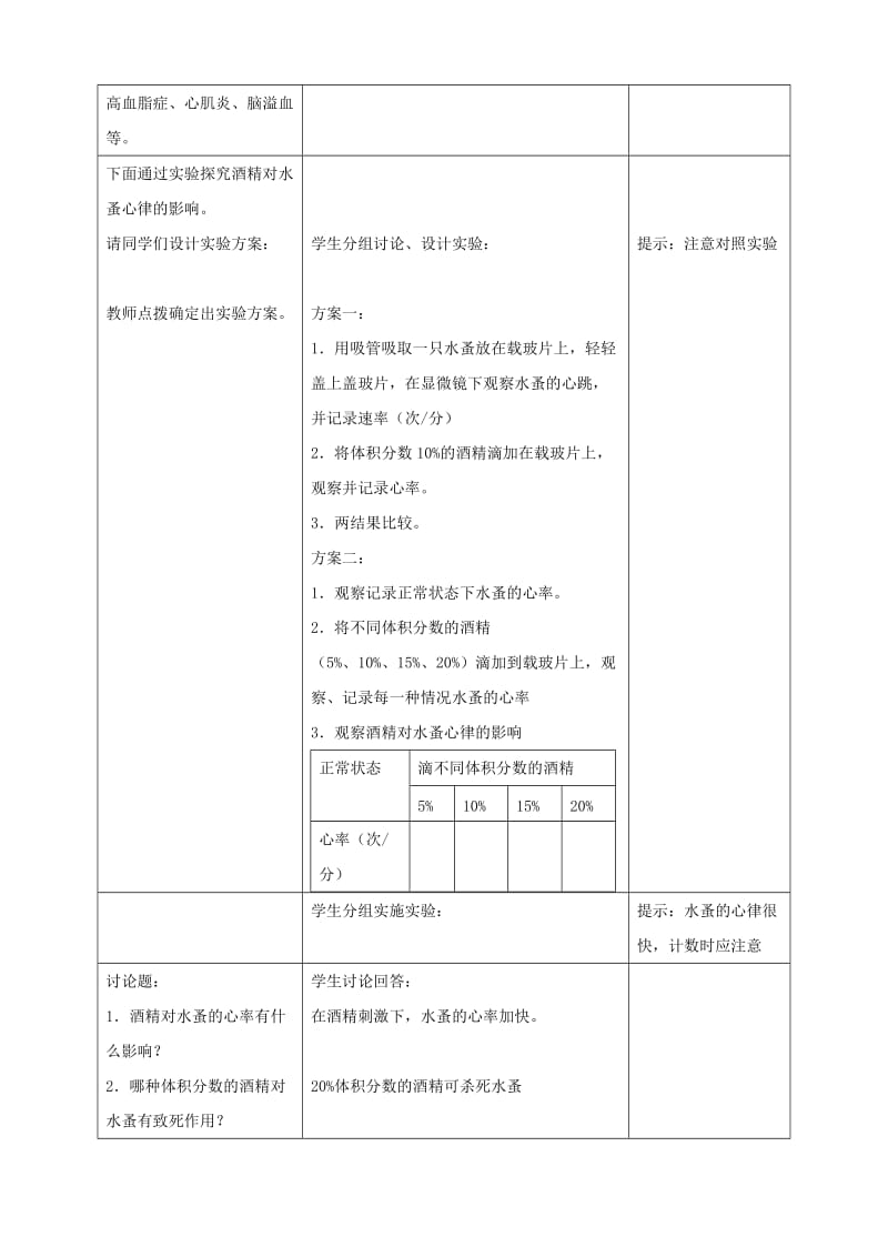 [精选类]七年级生物下册 2.4《心脏和血管的保护》教学设计 冀教版.doc_第3页