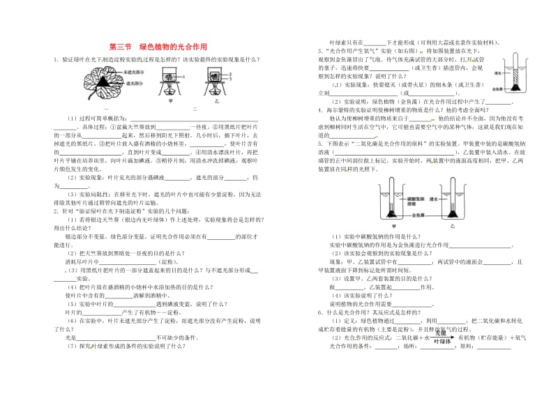 [精选类]山东省武城县第二中学七年级生物上册 2.1.3 绿色植物的光合作用练习（无答案）（新版）济南版.doc_第1页