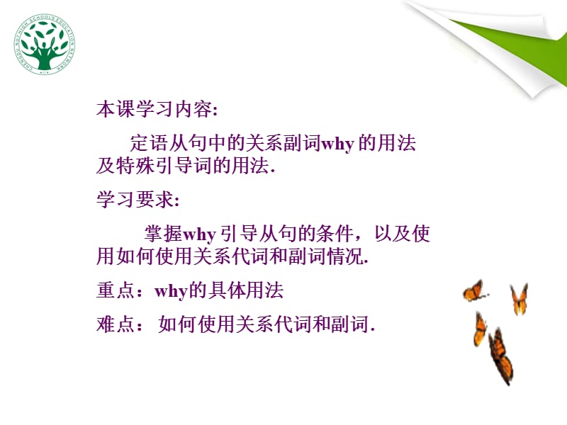 定语从句中的关系副词why 的用法及特殊引导词的用法.ppt_第1页