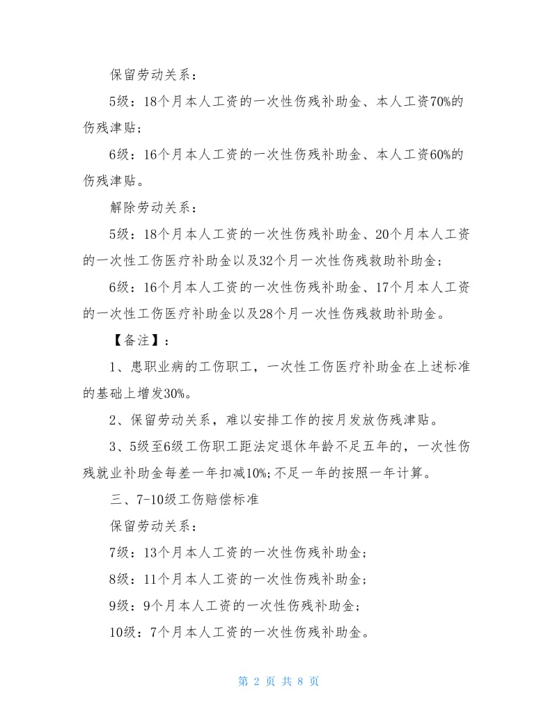 20XX年工伤赔偿标准表20XX年江西工伤赔偿项目一览表.doc_第2页