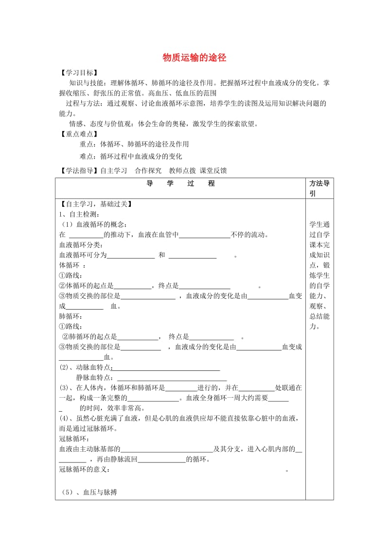 [精选类]七年级生物下册 3.3.3 物质运输的途径导学案（无答案）（新版）济南版.doc_第1页