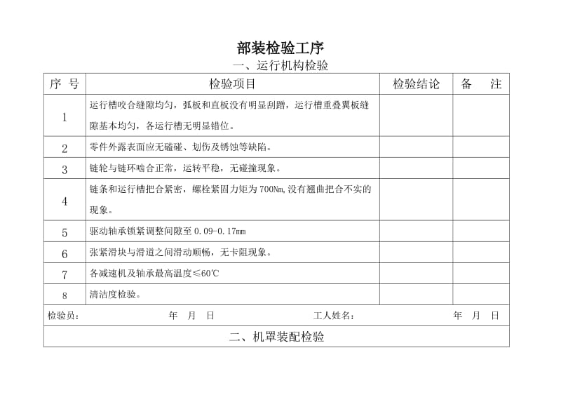 重型板式给料机装配质量检验记录.doc_第1页