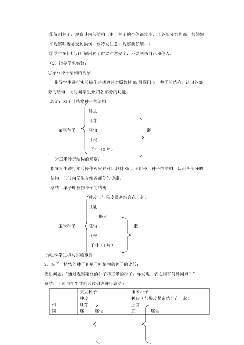 [精选类]天津市宝坻区新安镇第一初级中学七年级生物上册 第3单元 第1章 第2节《种子植物》教学设计 （新版）新人教版.doc_第2页