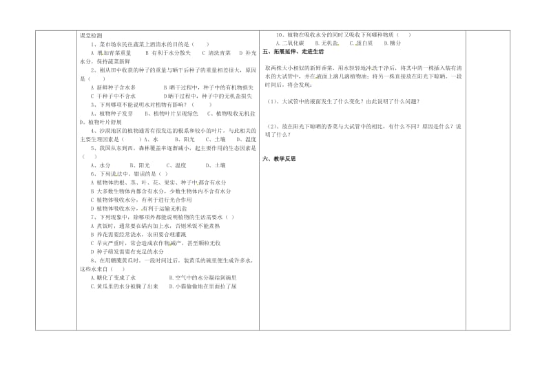 [精选类]山东省郯城县郯城街道初级中学七年级生物上册 第三单元《绿色植物的生活需要水》导学案（无答案） 新人教版.doc_第2页