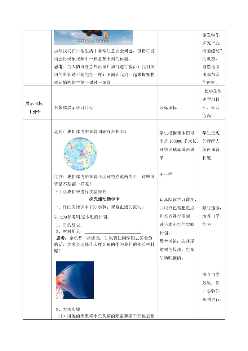 [精选类]七年级生物下册 第3单元 第3章 第2节 物质运输的器官（第1课时）教案1 （新版）济南版（通用）.doc_第2页