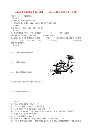 [精选类]山东省东营市第二中学八年级生物 《1.1花的结构和类型》（第二课时）学案（无答案）.doc