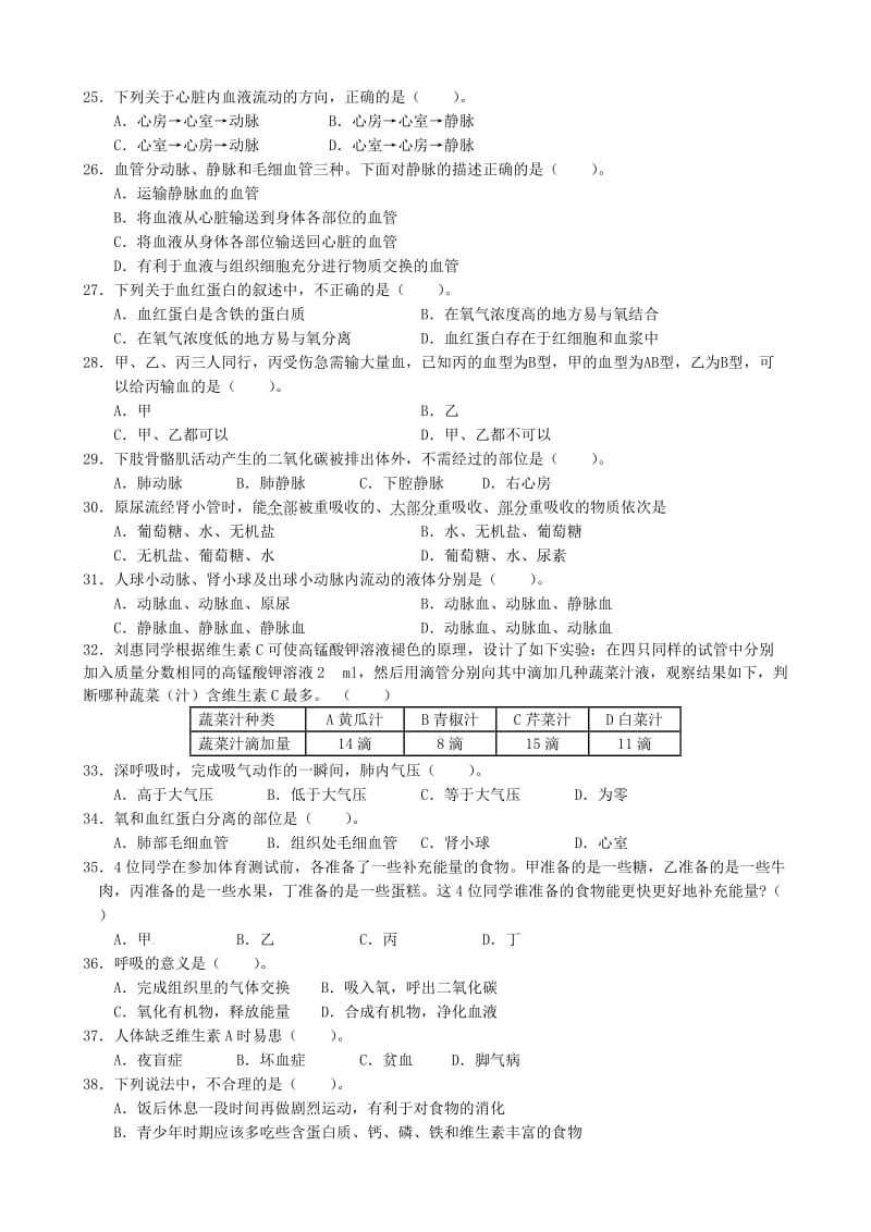 [精选类]山东省东营市胜利第五中学202x学年七年级生物下学期期中试题（无答案） 新人教版.doc_第3页