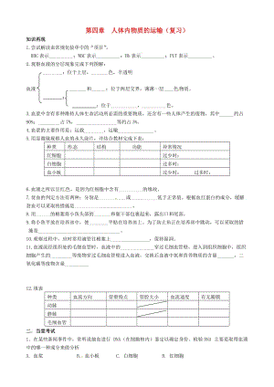 [精选类]山东省临沂市兰山区义堂中学七年级生物下册 第四章 人体内物质的运输复习导学案（1）（无答案）（新版）新人教版.doc