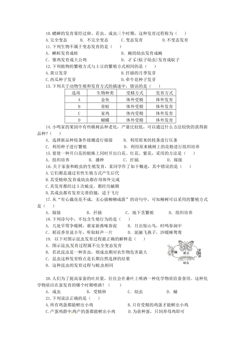 [精选类]山东省临沭县石门中学202x学年八年级生物下学期第一次月考试题（无答案） 新人教版.doc_第2页