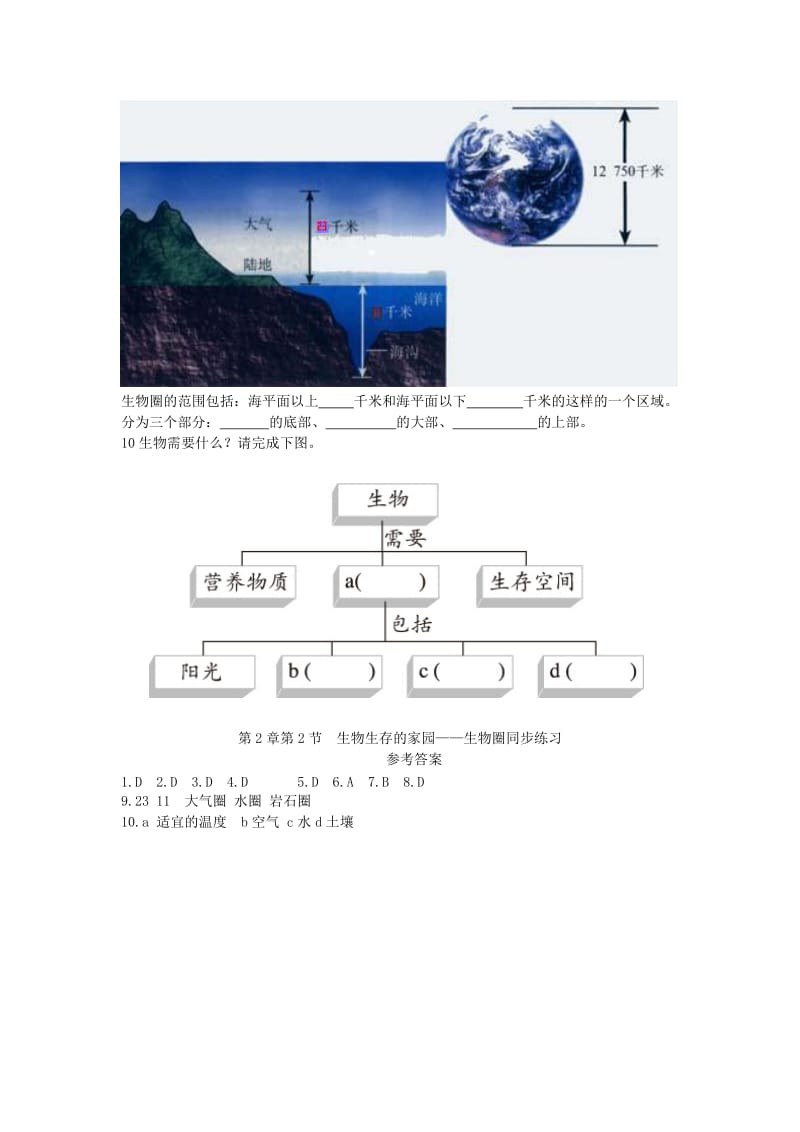 [精选类]七年级生物上册《生物生存的家园--生物圈》同步练习1 苏科版.doc_第2页