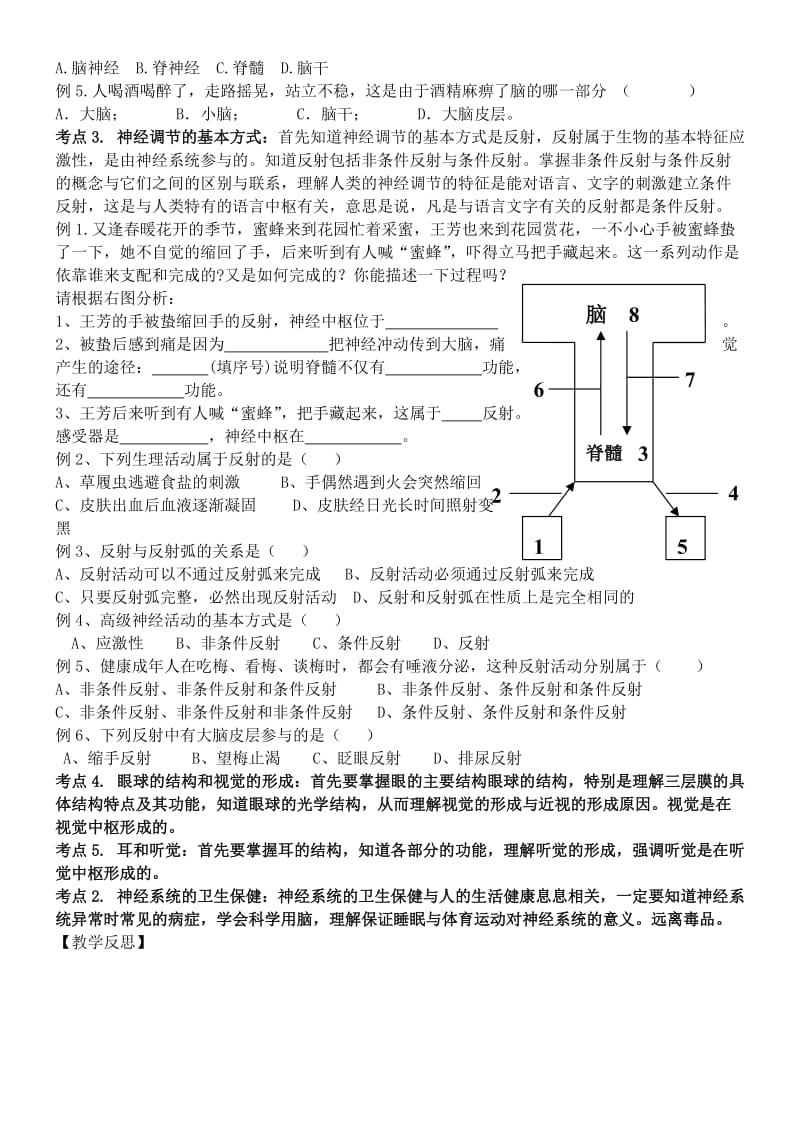 [精选类]202x七年级生物下册 第3单元 第5章 人体生命活动的调节复习学案（无答案） 济南版（通用）.doc_第2页