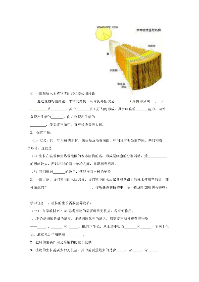 [精选类]山东省肥城市安站中学七年级生物下册 2.2 植株的生长（第二课时）学案（无答案） 鲁科版.doc_第2页