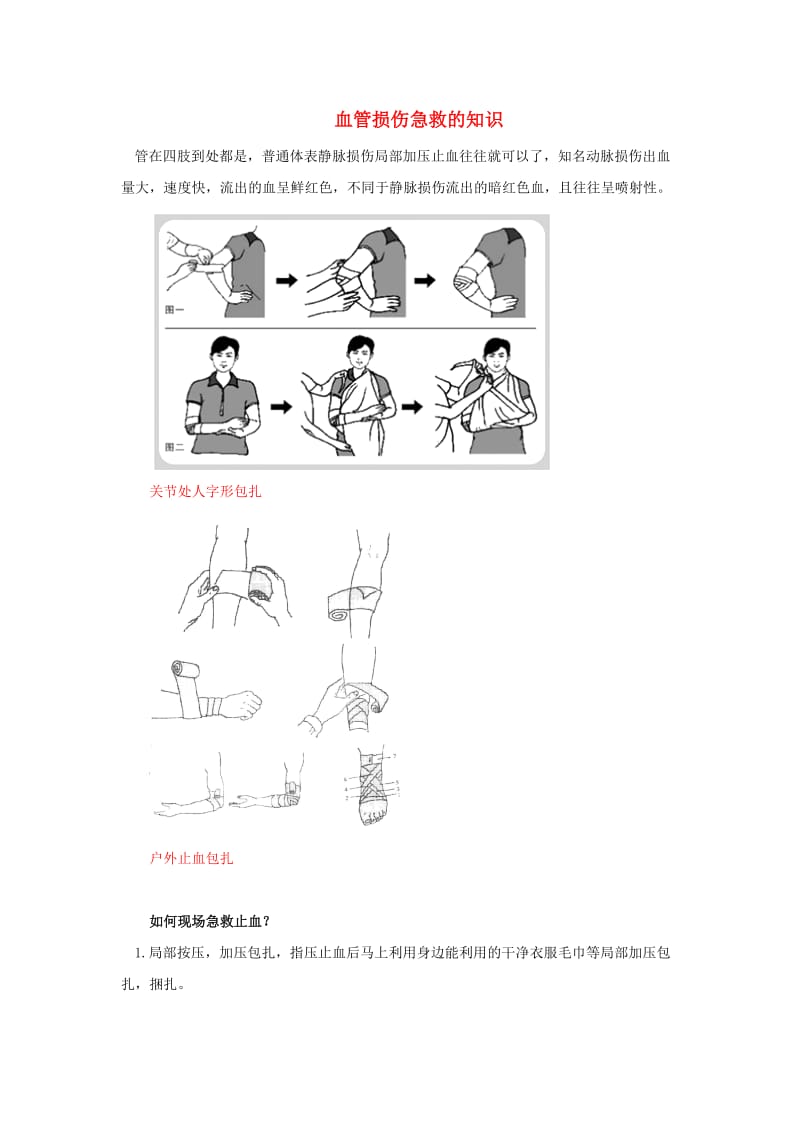 [精选类]七年级生物下册 4.4.2《血流的管道血管》血管损伤急救的知识素材 （新版）新人教版.doc_第1页