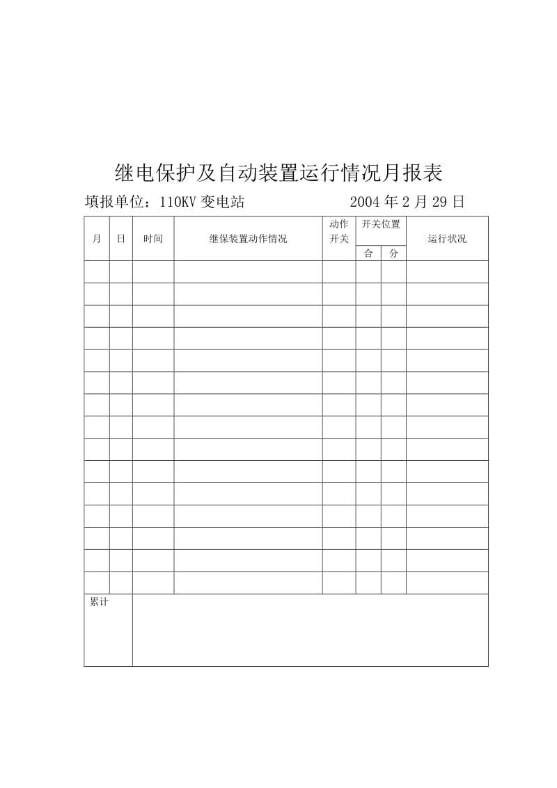 继电保护及自动装置运行情况月报表.doc_第2页