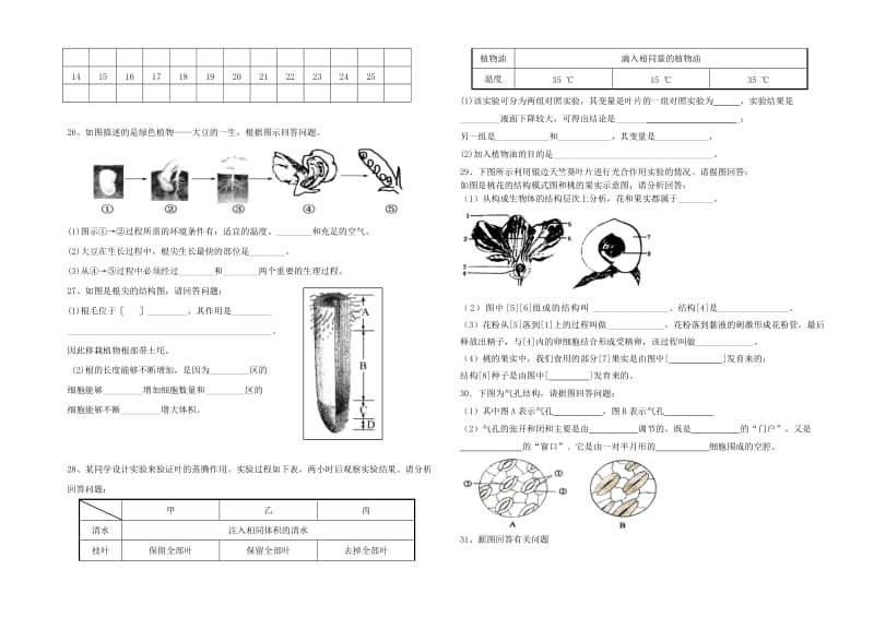 [精选类]山东省莱芜市寨里镇寨里中学202x学年七年级生物下学期期中试题（无答案） 鲁教版.doc_第3页