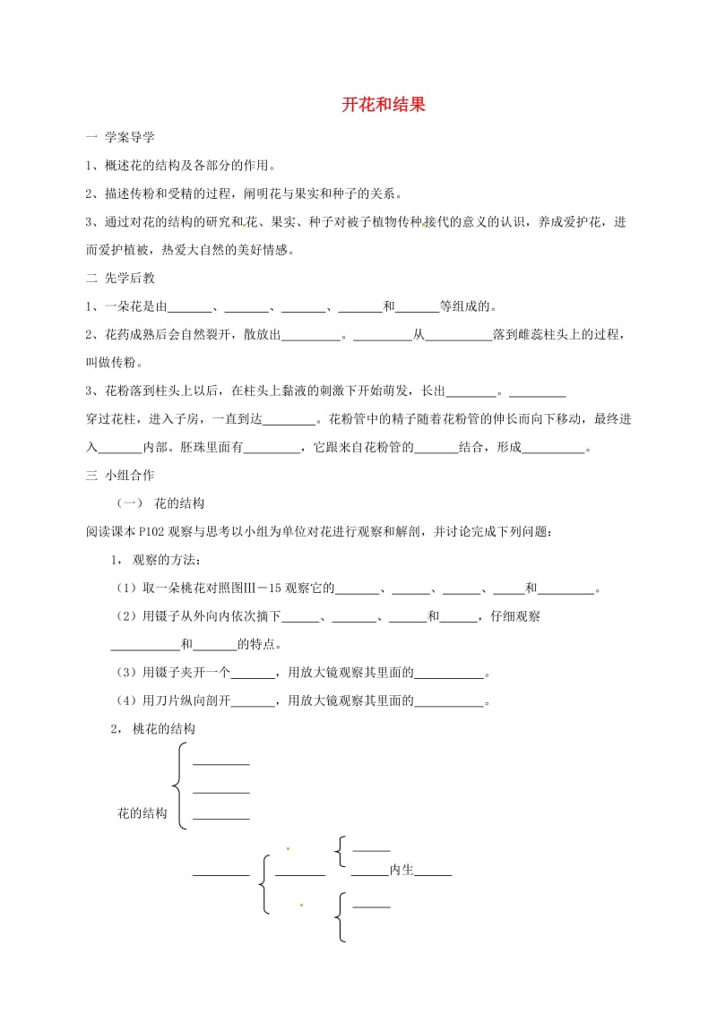 [精选类]山东省临沂市七年级生物上册 3.2.3 开花和结果学案1（无答案）（新版）新人教版（通用）.doc_第1页