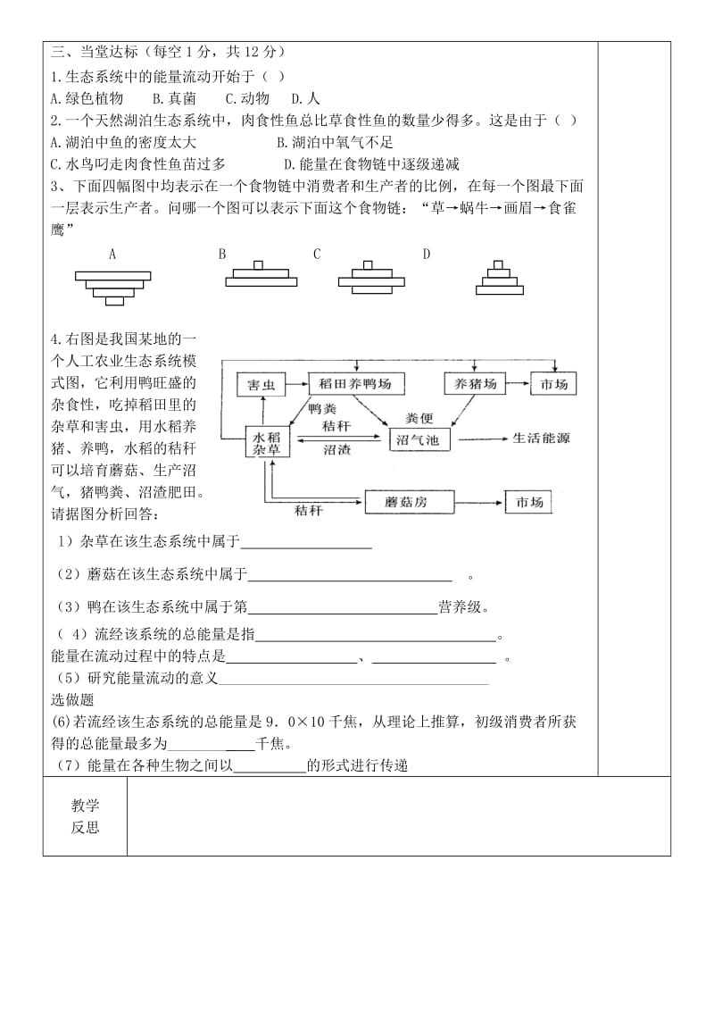 [精选类]八年级生物下册 6.1.3 能量流动和物质循环导学案2（无答案） 济南版.doc_第2页