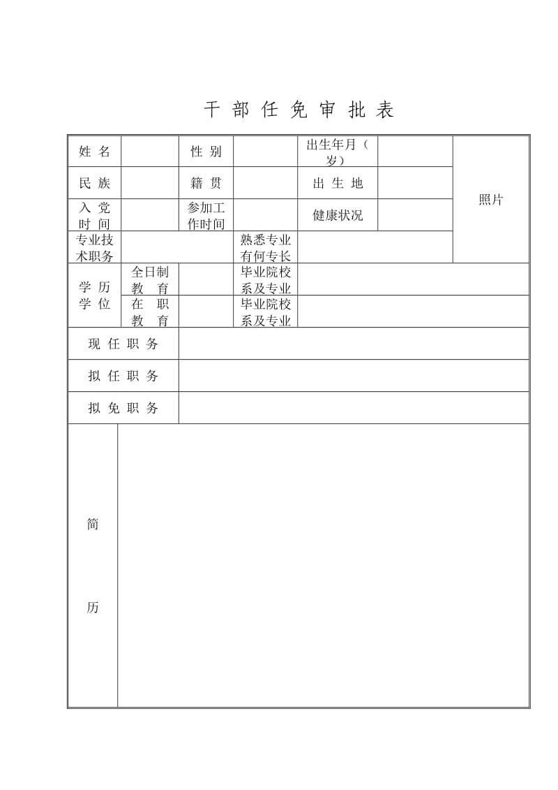 干部任免审批表模板.doc_第1页