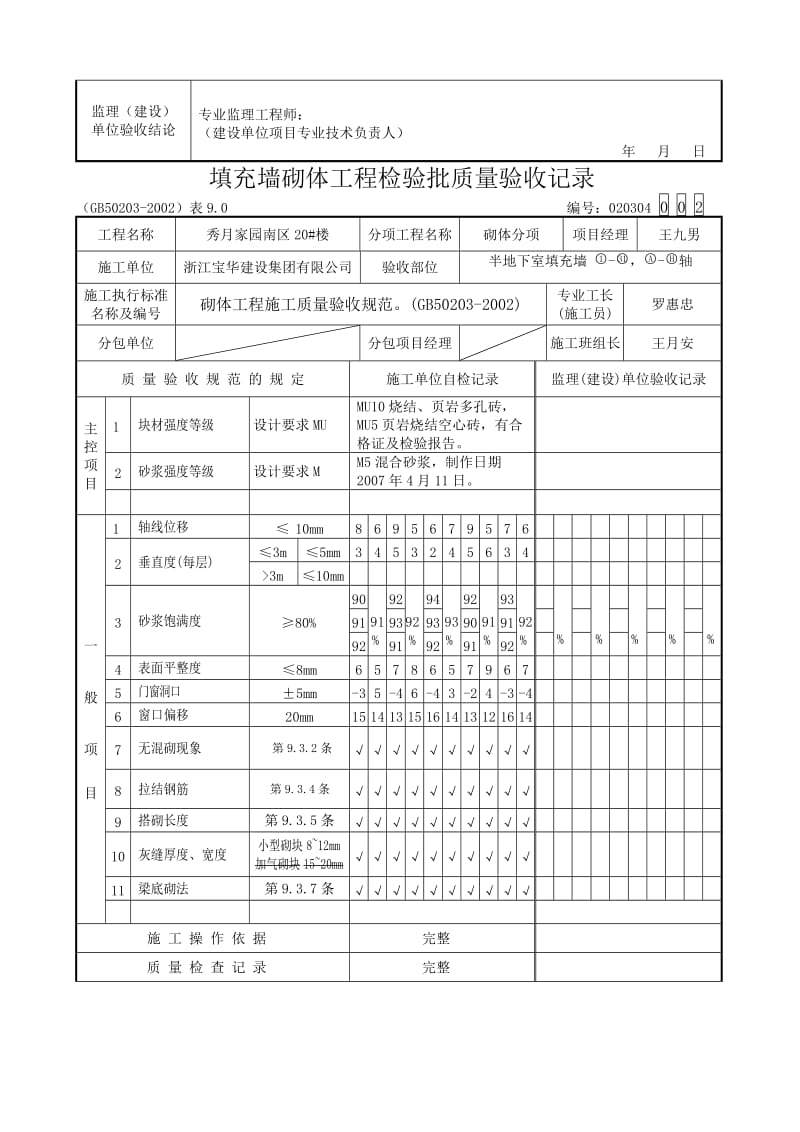 填充墙砌体工程检验批质量验收记录.doc_第2页