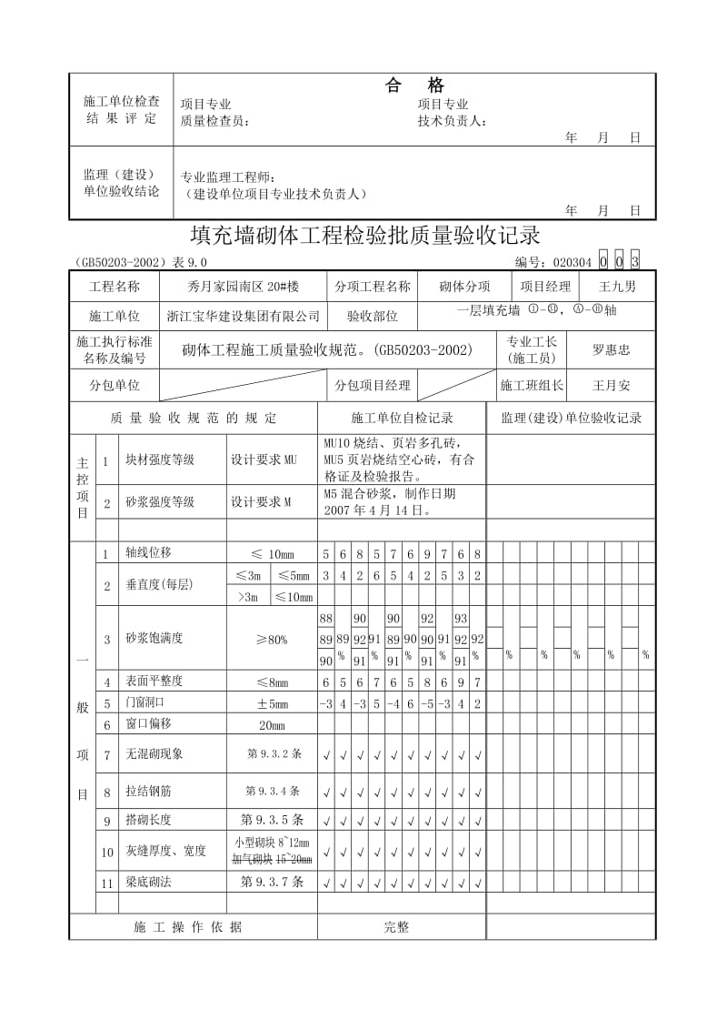 填充墙砌体工程检验批质量验收记录.doc_第3页