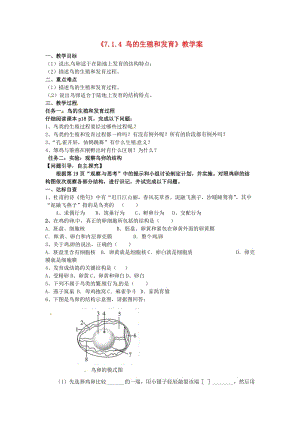 [精选类]山东省肥城市王庄镇初级中学八年级生物下册《7.1.4 鸟的生殖和发育》教学案（无答案） 新人教版.doc