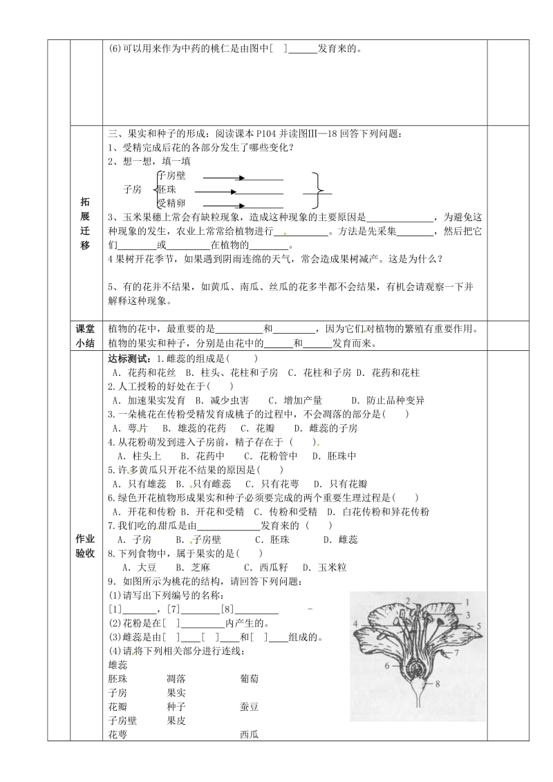 [精选类]天津市小站第一中学七年级生物上册 2.3 开花和结果学案（无答案）（新版）新人教版.doc_第2页