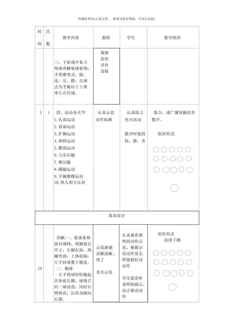 排球正面下手发球教案Word版.doc_第2页