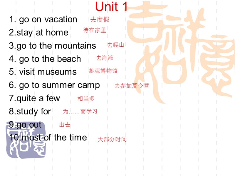 Unit1重点短语复习课件.ppt_第1页